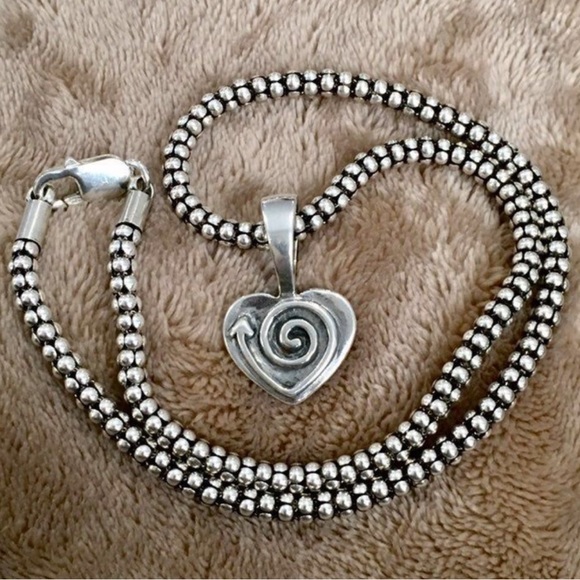 SILPADA Sterling Silver Spiral Heart Arrow Pendant, Earrings, Popcorn Chain NWOT - Picture 4 of 5